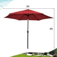 thumbnail image 3 of Gymax 9 ft Outdoor Patio Market Table Umbrella Garden Yard w/ Crank 6 Ribs Burgundy, 3 of 7
