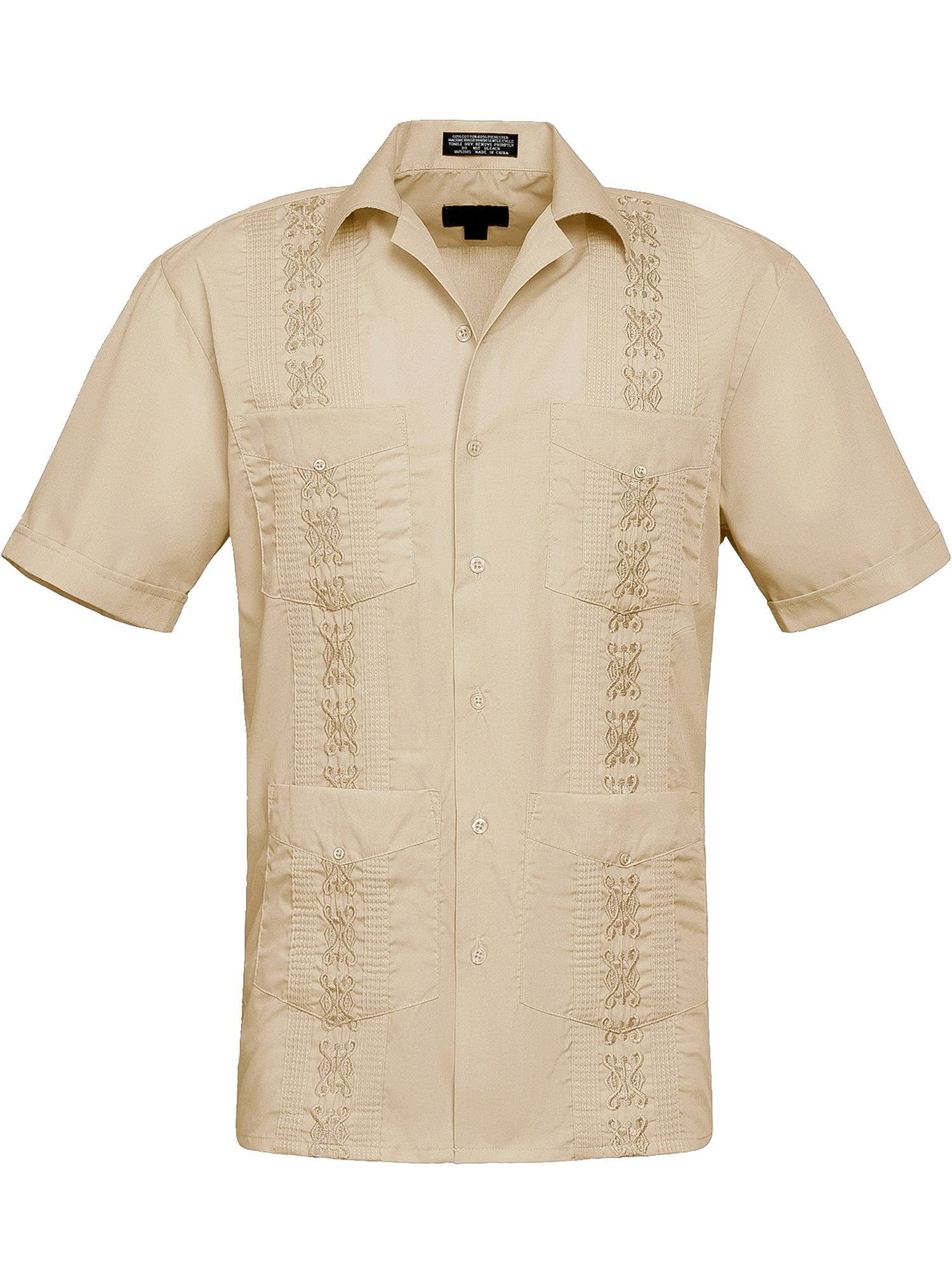 G-Style USA Mens Cuban Guayabera Long & Short 4 Pocket Cotton Blend Shirt