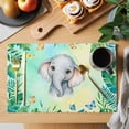 thumbnail image 2 of Cartoon Elephant Placemats Set of 6 Summer Butterfly Fern Tropical Palm Plants Place Mats Indoor Wipeable Table Mats Washable Dining Table Placemats for Kitchen Holiday Party Home Decor 13x19 Inch, 2 of 9