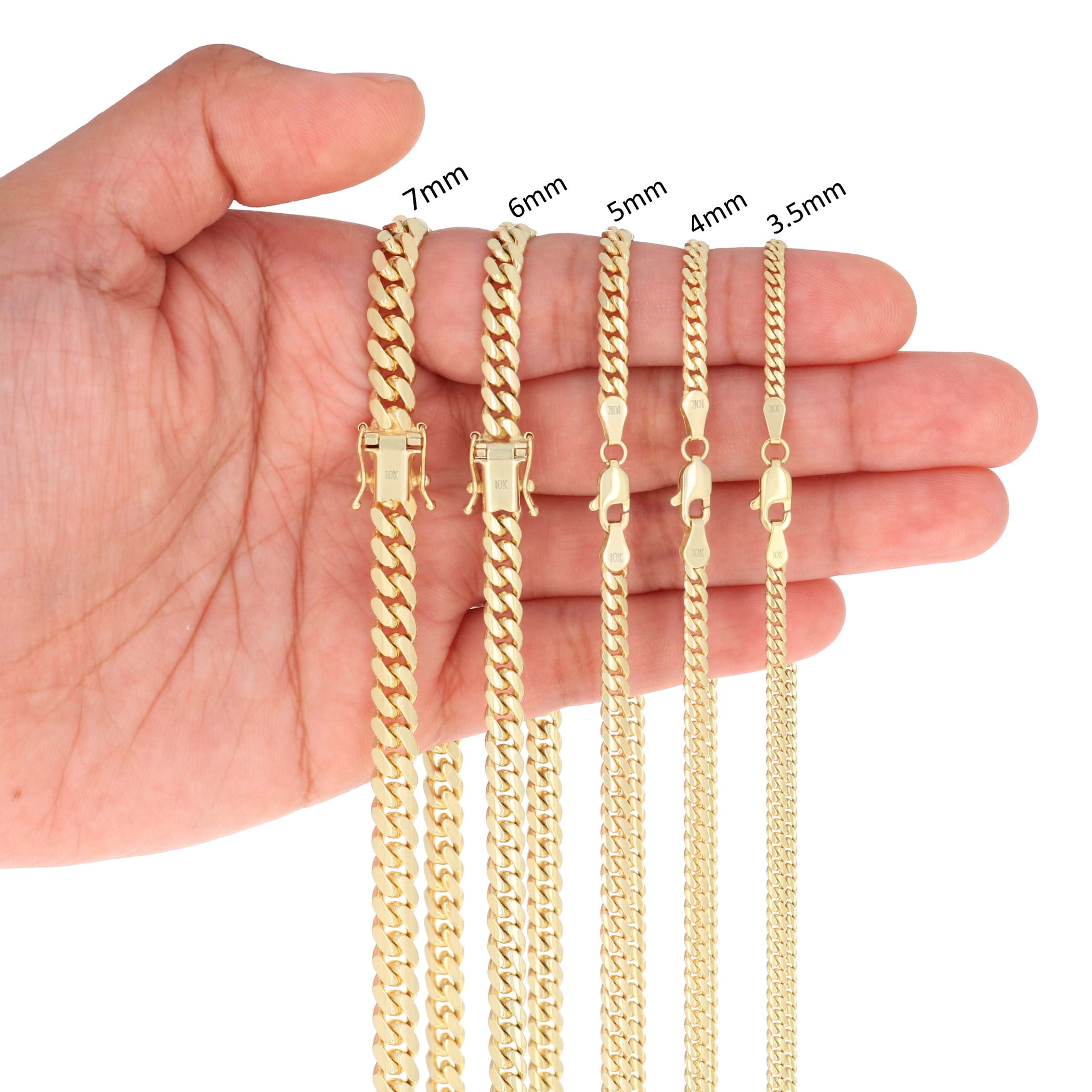 Nuragold 10K Real Yellow Gold Solid Miami Cuban Link Chain Necklace 16"-30" (2.7mm-10mm) Italian Jewelry for Men & Women