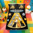 thumbnail image 5 of meiyoeat Cartoon Cat Galaxy Bed Sheets For Boys,Space Theme Kitten Print Full Size Sheets,4pcs,1 Flat Sheet,1 Fitted Sheet and 2 Pillowcases, 5 of 6