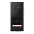 thumbnail image 1 of DistinctInk Clear Shockproof Hybrid Case for Samsung Galaxy S9 (5.8" Screen) - TPU Bumper Acrylic Back Tempered Glass Screen Protector - My Doctors Says I Need Glasses - Wine, 1 of 5