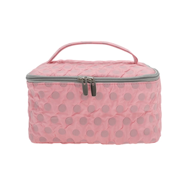 Bolsas de Maquillaje de Viaje Cosmético Cuadrado Ligero de Puntos Únicos 1 Pc para Viaje Rojo Gris Poliéster