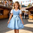 thumbnail image 2 of Tisuna Girl'S Dresses Short Sleeve Square Neck Striped Dress Teen Kids Festival Party Comfort Fit Dresses Size 11-12 Years, 2 of 5