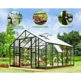 thumbnail image 3 of Jocisland 12x13.5x9 ft Hybrid Polycarbonate Greenhouse Quick Connect Fittings, 6.7 ft Doors, Black, 3 of 9