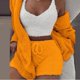 thumbnail image 1 of Conjunto de pijamas de felpa para mujer, chaleco de felpa, abrigo, pantalones cortos, conjunto informal de ropa de descanso, 3 uds., 1 of 3
