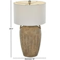 thumbnail image 3 of DecMode 29" Distressed Pot Vase Brown Table Lamp with Cream Linen Shade, 3 of 10