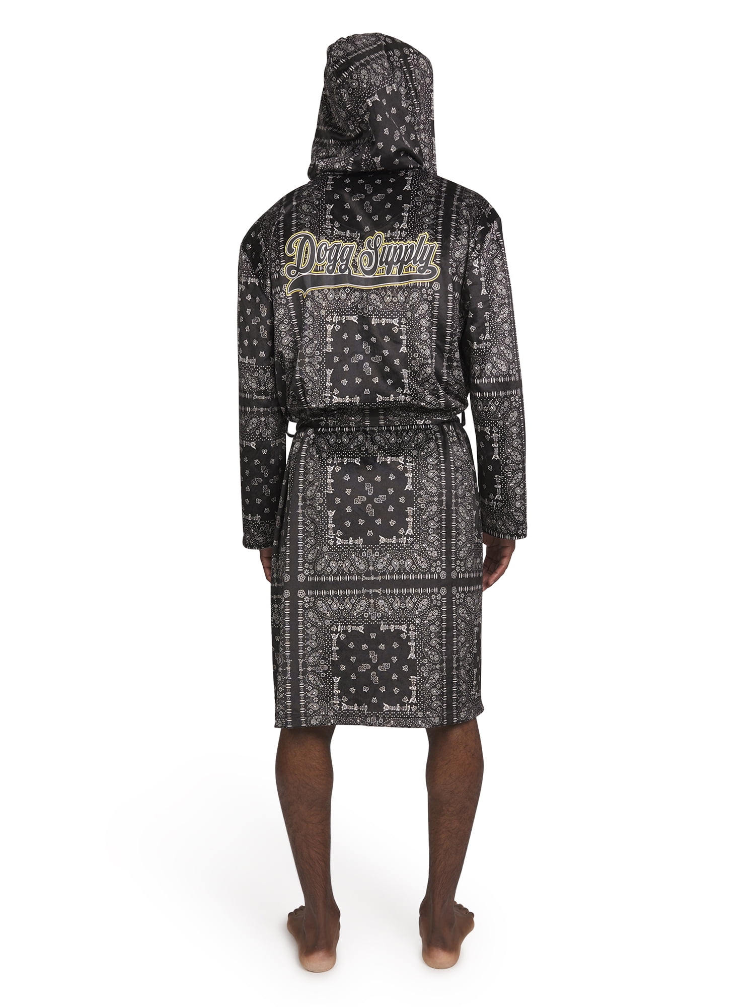 Dogg Supply by Snoop Dogg Men's Long Sleeve Microfleece Hooded Lounge Robe with Pockets