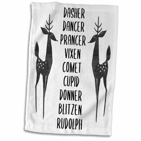 3dRose List of reindeer names with reindeer clipart on a white background. - Towel  15 by 22-inch (twl_328503_1)