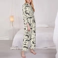 thumbnail image 3 of Lsque Vintage Moon Fox Pattern Long Sleeve Pajama Set for Women - Soft 2-Piece Sleepwear and Loungewear Set with Pockets, Comfy Nightwear-Large, 3 of 7