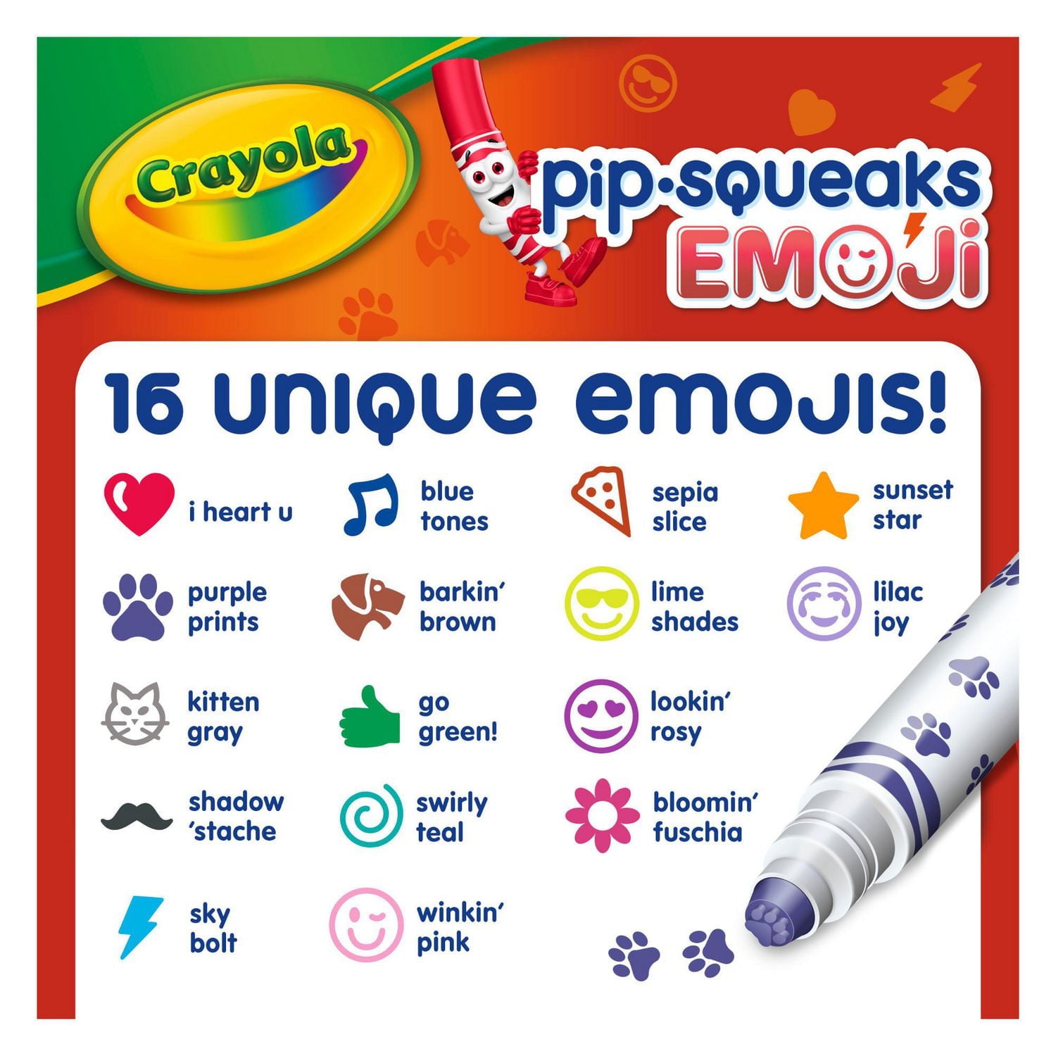 Crayola Emoji Washable Stamper Markers, 16 Count, Emoji stamp markers