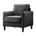 thumbnail image 4 of Home Design Airell Velvet Arm Chair with Plush Armrests and Sleek Black Legs, Modern Upholstered Design for Living Room, Dark Gray, 4 of 7