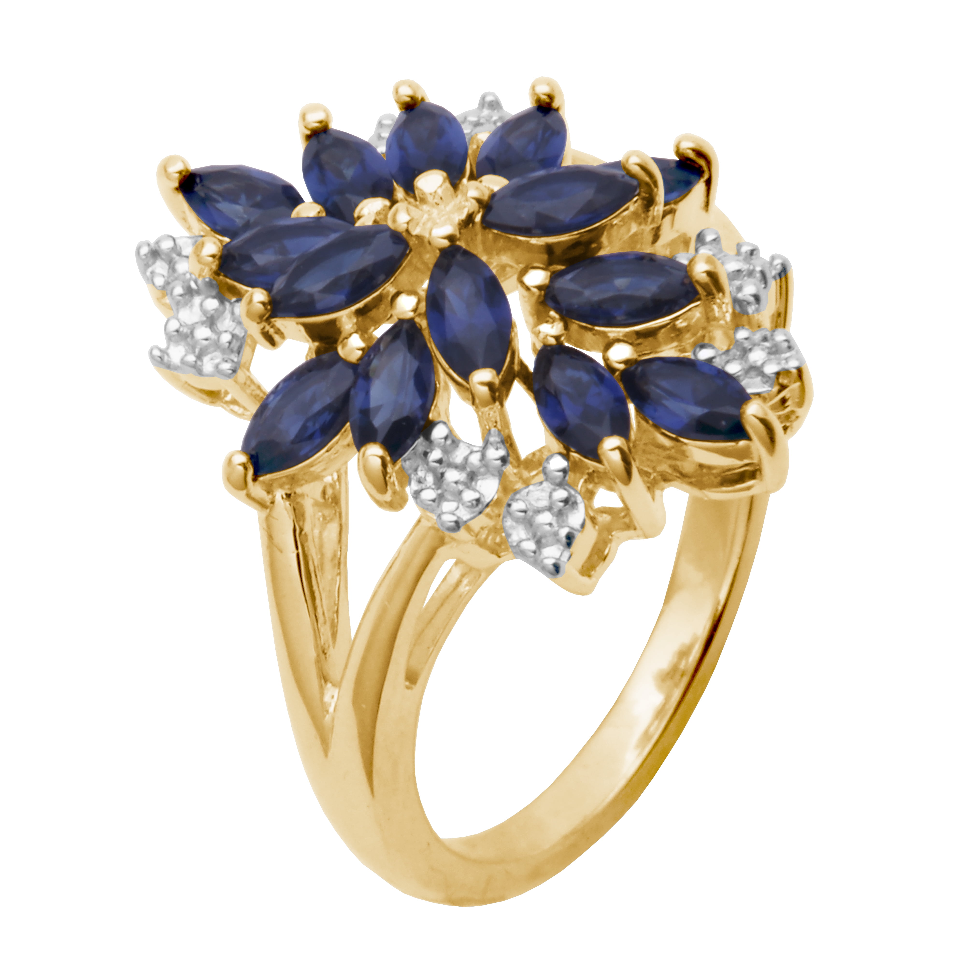 Forever Facets 18K Yellow Gold Over Sterling Silver Cluster Ring, Adult Female
