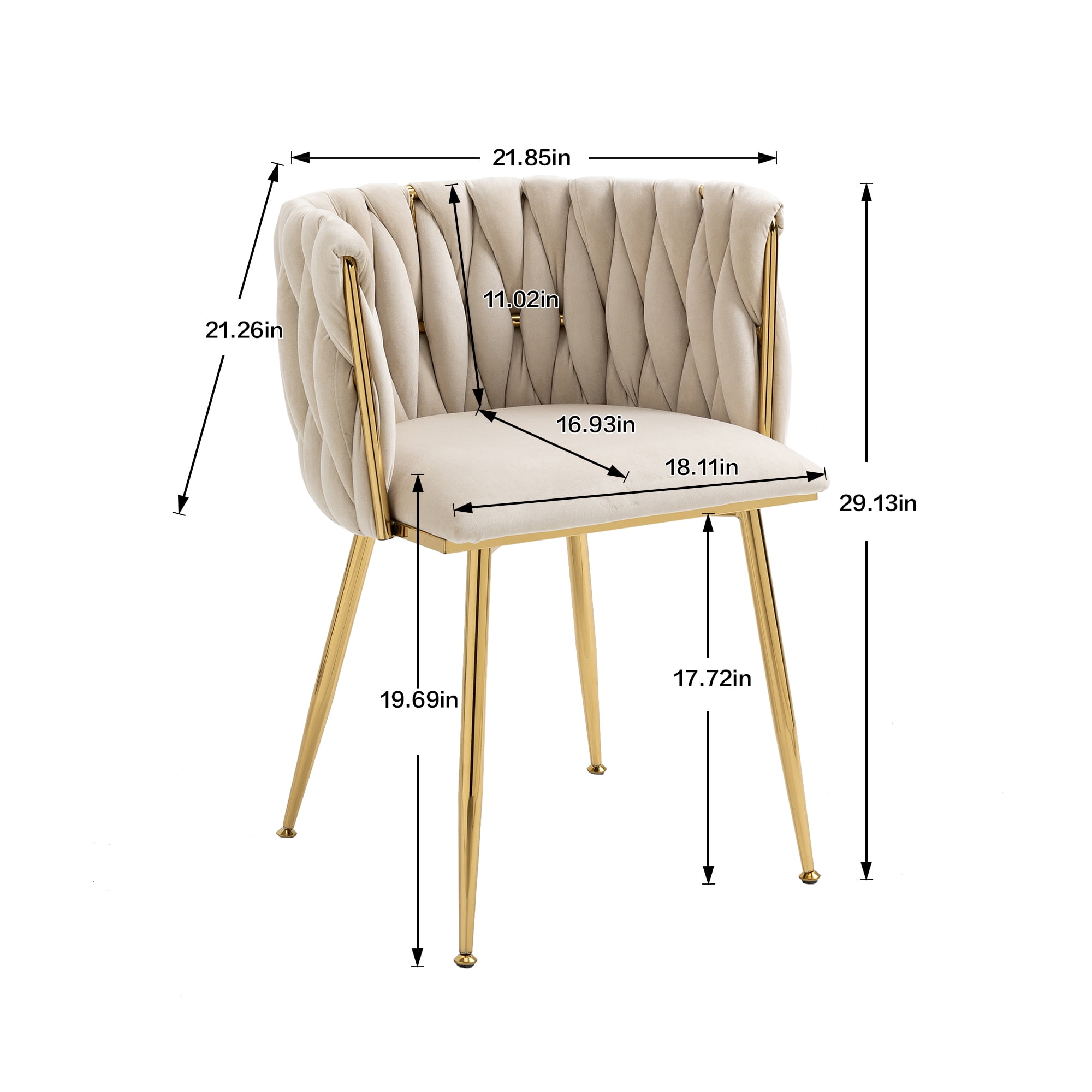 Tzicr Velvet Tufted Dining Side Chairs, Beige (Set of 6)