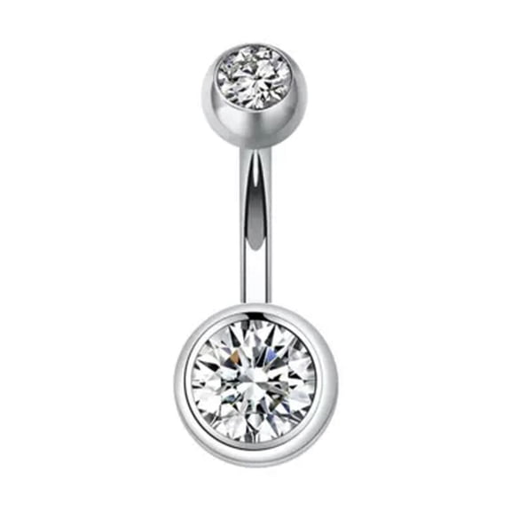 QQTDFG 925 Sterling Silver Round Ball CZ Crystal Navel Belly Piercing Ring A1794-10mm-Clear