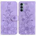 thumbnail image 2 of Compatible with Motorola Moto G200 5G Embossed Lily Wallet Case with Card Holder PU Leather Flip Cover, 2 of 5
