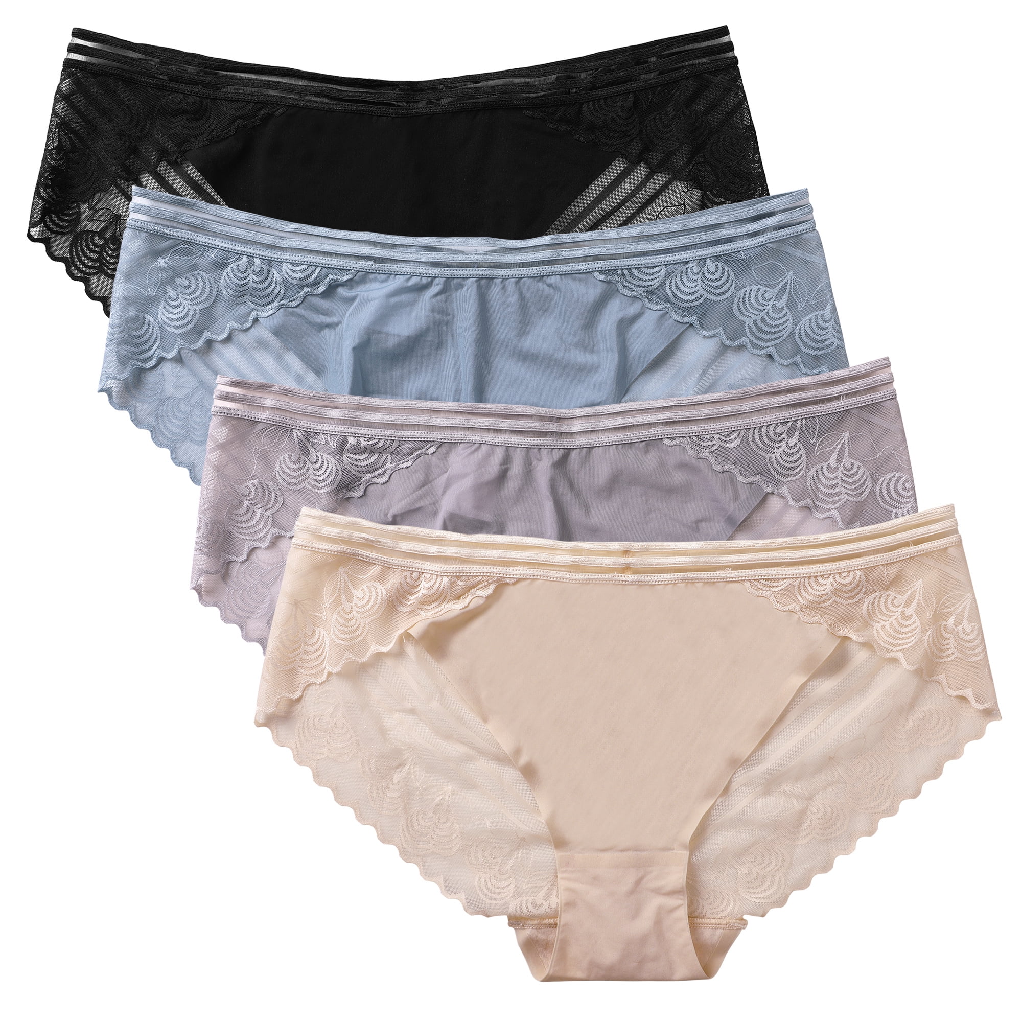Charmo Women's Lace Bikini Panties Nylon Underwears Lady Sexy Lace ...