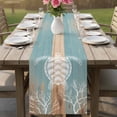 thumbnail image 4 of Coastal Sea Turtle Table Runner 70 Inches, Summer Coral Ocean Vintage Wood Bed Runner Dresser Scarves Tabletop for Indoor Outdoor Parties/Ceremony/Banquet, 13" x 70", 4 of 9