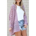 thumbnail image 3 of Sherrylily Women Crochet Cardigan Kimono Boho Long Sleeve Lightweight Oversized Open Front Knitted Sweater, 3 of 4