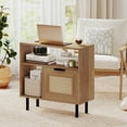 thumbnail image 4 of Costway Boho Rattan Nightstand Wooden End Table with Storage Shelf Cabinet & Metal Legs, 4 of 10