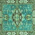 thumbnail image 1 of Ahgly Company Indoor Square Geometric Turquoise Blue Traditional Area Rugs, 3' Square, 1 of 4
