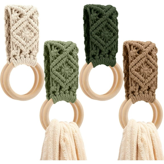 4 Pieces Crochet Towel Holder, Bathroom Round Towel Ring