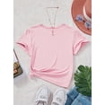 thumbnail image 2 of Camiseta de manga corta con estampado de eslogan minimalista informal para chica joven, verano, 2 of 7