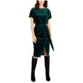 thumbnail image 1 of Kensie Robe Midi en Velours à Encolure Bateau pour Femmes, Vert, Grand, 1 of 1
