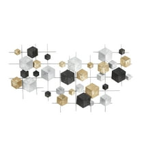 CosmoLiving by Cosmopolitan Multi Colored Metal 3D Cube Relief Geometric Wall Decor