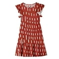 thumbnail image 4 of Eltusu Casual Dresses for Girls, Printed Ruffle Sleeve Crewneck Short Sleeve Summer Dress Red Size 13-14 T, 4 of 7