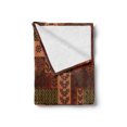 thumbnail image 2 of Geometric Soft Flannel Fleece Throw Blanket, Style Geometric Folk Design Geometric Floral Motifs Print, Cozy Plush for Indoor and Outdoor Use, 60" x 80", Pink Green and Brown, by Ambesonne, 2 of 5
