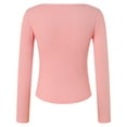 thumbnail image 4 of felwors Women's Long Sleeve Stretch Ribbed Crewneck T-Shirt - Fitted Casual Basic Top for Business & Daily Wear Pink, L, 4 of 6
