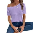 thumbnail image 4 of Ichuanyi Women’s Summer Tops Casual V Neck T Shirts Short Sleeve Loose Fit Button Front Blouse Tunic Tops for Women, 4 of 6