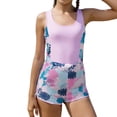 thumbnail image 2 of ATOGUTA Swimsuits Girls 2 Piece Girls Tankini Swimsuit Printed Swim Shorts Girl Bathing Suit Size 6-13, Purple, 2 of 6