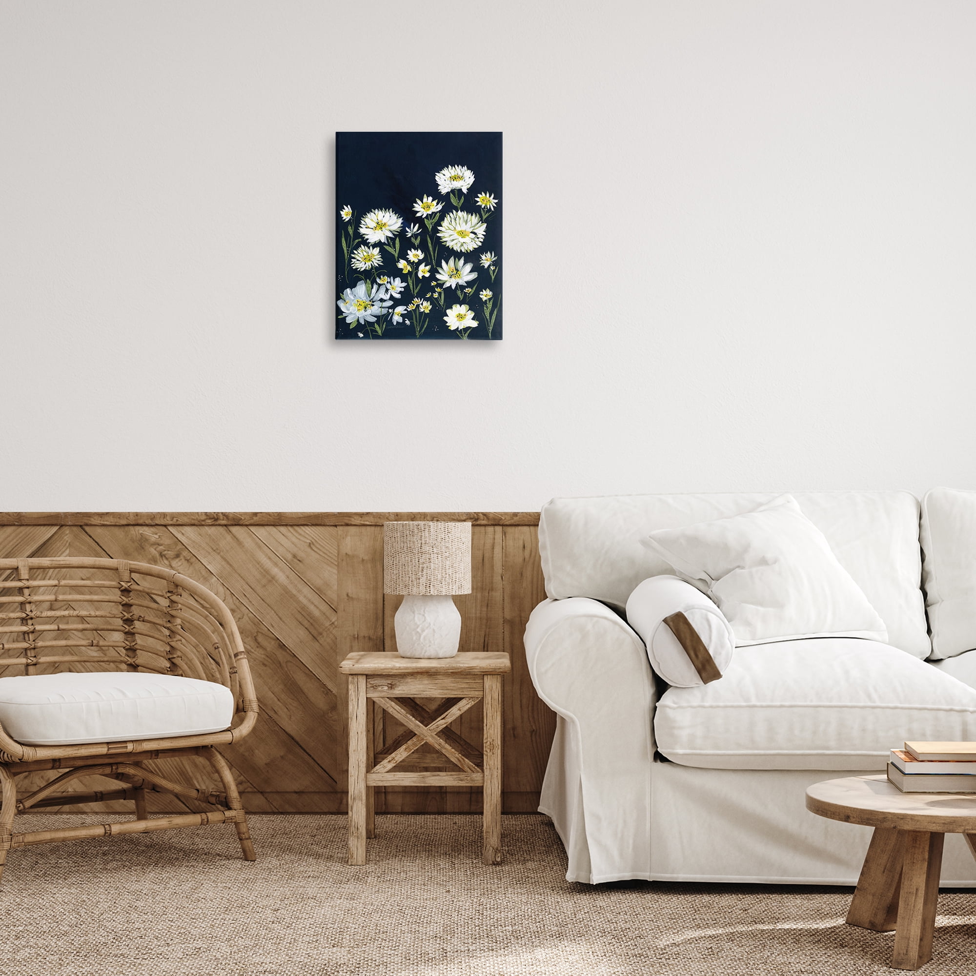 Stupell Industries Deep Meadow on Black Plants & Flowers Painting Wrapped Canvas Art Print Wall Art, 16 x 20