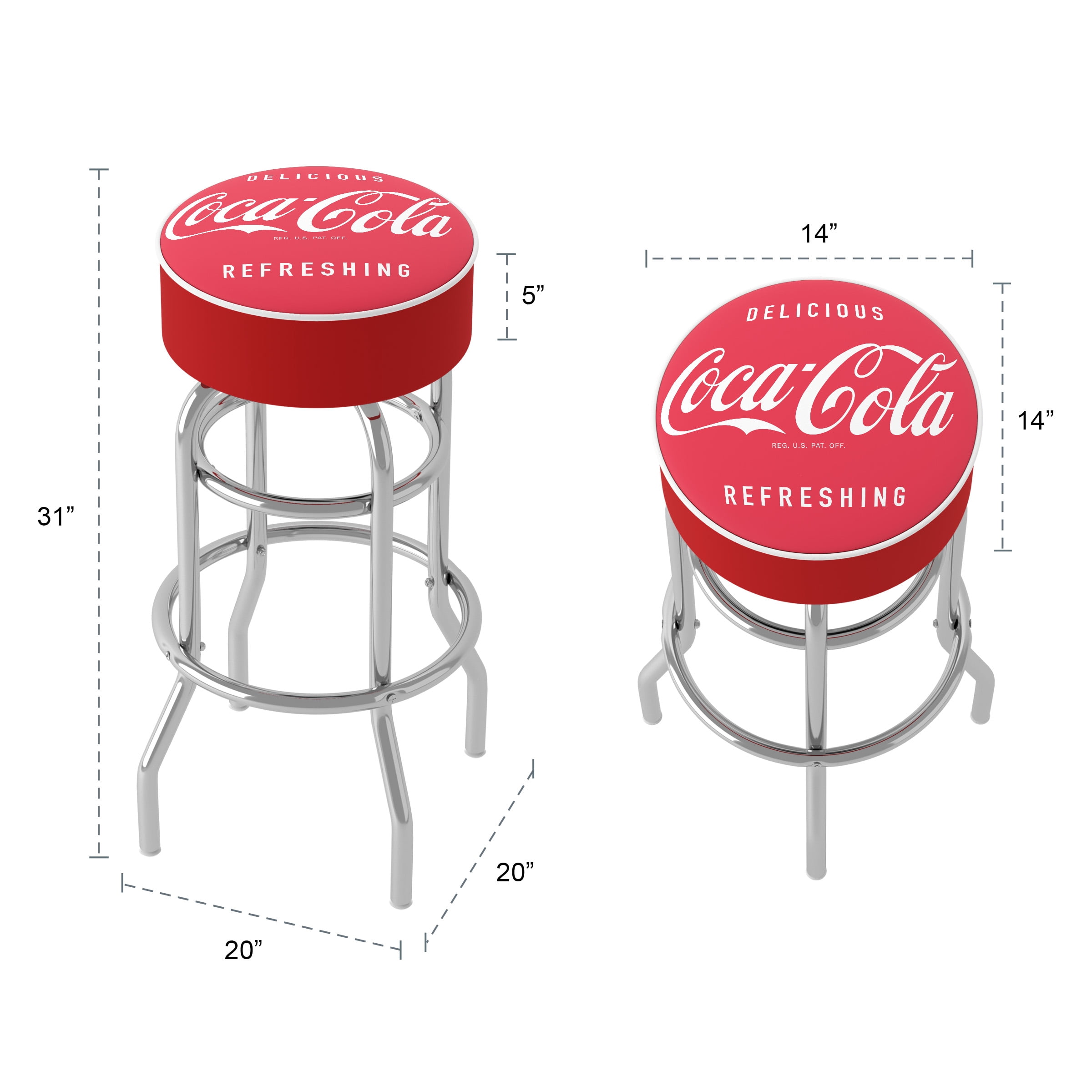 Trademark Gameroom Coca-Cola Vintage Bar Stool with Padded Seat