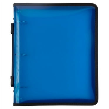 JAM Paper Plastic Zipper Binders, 11.5 x 10.25 x 1.5 inches, Blue, 1 Pack