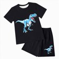 thumbnail image 2 of Kaprioy Toddler Boys Clothes Set Short Sleeve Cartoon Dinosaur Printed Tees + Stretchy Shorts 2Pcs Summer Clothes Sets Cool Loose Fit Kids Outfit Sets Lovely Child'S Dailywewar Summer Set, 2 of 4
