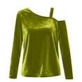 thumbnail image 6 of HongQid Women's Long Sleeve Tunic Tops Velvet Casual Cold Shoulder Blouse Shirts, 6 of 8