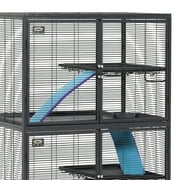 Critter Nation by MidWest Homes for Pets Double Unit Small Animal Cage, Habitat for Rats, Chinchillas, Ferrets, Sugar Gliders, Tool-Free Assembly, with Full-Width Doors, Shelves & Removable Base Pans