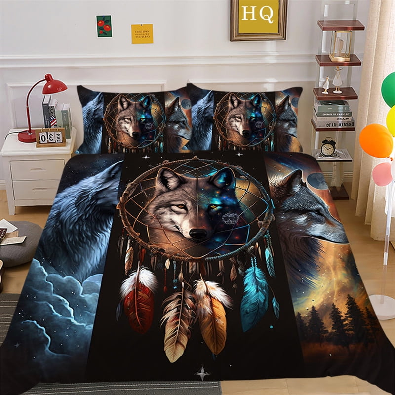 Dreamcatcher Quilt Cover Bedding Set Wolf Duvet Covers Adult Bedroom