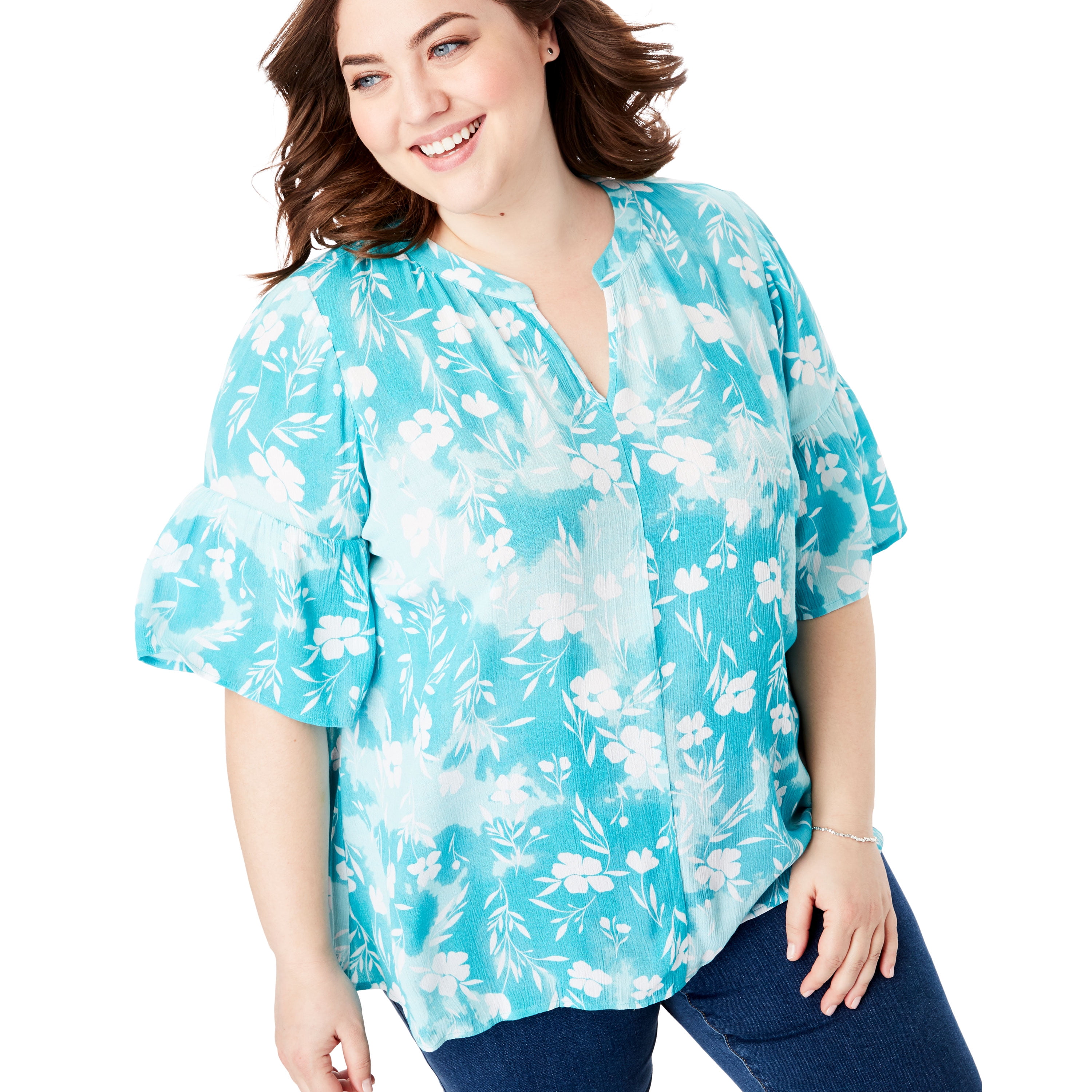 Woman Within Woman Within Women's Plus Size Gauze Bell Sleeve Blouse