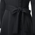 thumbnail image 6 of Afinprain Womens Clergy Long Sleeve A‑Line Dress with Tab Collar Tie Belt Side Buttons, 6 of 7