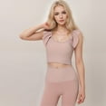 thumbnail image 2 of Women's Ribbed Scoop Neck Crop Top with Flutter Shoulder Details and Seamless Fitted Design - Large, Mauve Pink, 2 of 5