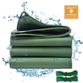 thumbnail image 2 of Heavy Duty Canvas Tarp 22.9oz 100% Waterproof Extra Thick Tarpaulin with Grommets for Car Boat Camping Firewood (13.1x19.6ft), 2 of 10