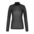 thumbnail image 6 of Dyfzdhu Long Sleeve T Shirts for Women High Neck Arm Shaper Top Sheer Mesh Yoke Casual Blouse Shirt Black, 6 of 9