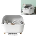 thumbnail image 3 of Caja Multifuncional para Secar Platos con Tapa, Escurridor que Ahorra Espacio para Accesorios de Cocina, Orificio de Drenaje Inferior, Uso Versátil, Ahorra (Blanco L), 3 of 9