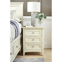 A-America Northlake 3 Drawer Solid Wood Charger Nightstand in White Linen