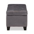 thumbnail image 4 of Baxton Studio Pouf de Rangement Rembourré Velours Gris Michaela, 4 of 10