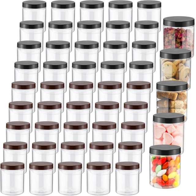Mifoci 50 Pcs 16 oz Clear Plastic Jars with Lids Reusable Empty Storage Jars Containers for Kitchen Spices Dry Food Body Butter,